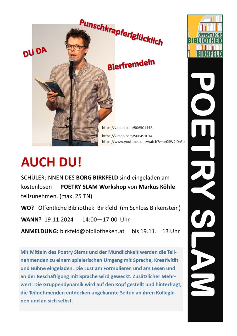 Das Bild zeigt den Poetry Slam Workshop