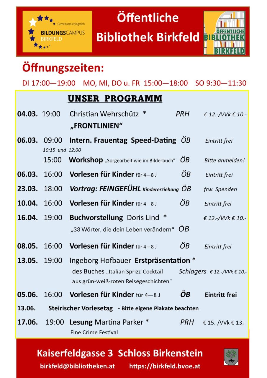 Hier ist die Programmvorschau März bis Juli 2026